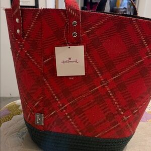 NWT Hallmark Red & Green Plaid Tote Bag